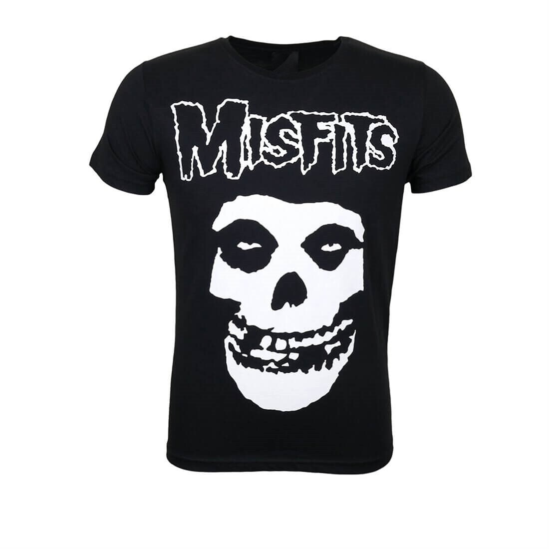 Misfits Logo Outline Skull Black/White T-Shirt