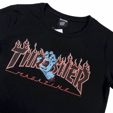 Thrasher x Santa Cruz Screaming Flame Logo Womens Black T-Shirt