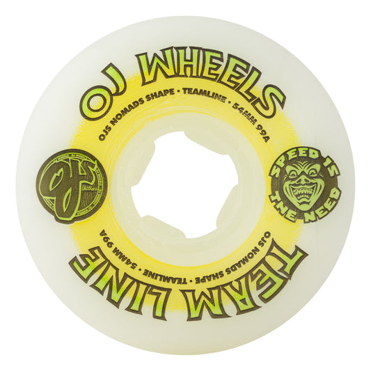 OJ 54mm Team Line Original White Yellow/Green Hardline 99a Wheels