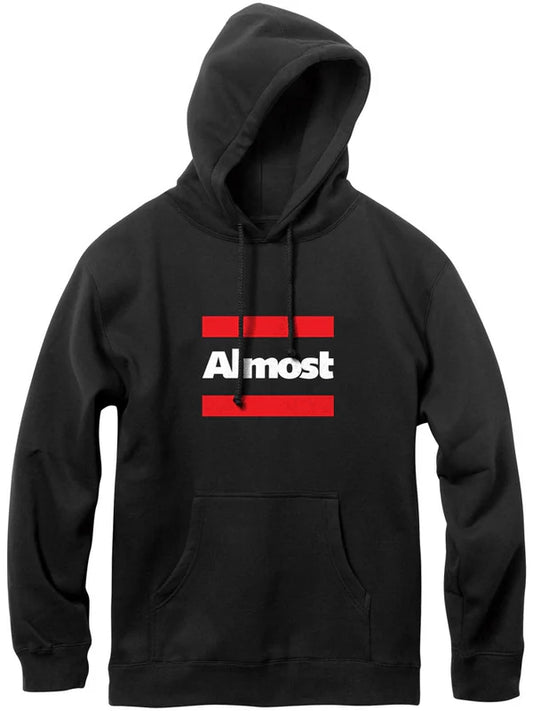 Almost Double Bar Black Pullover Hooded Sweatshirt