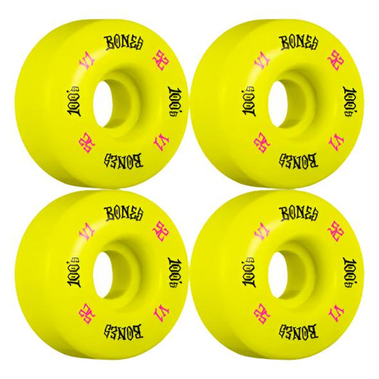 Bones Wheels 100 V1 Standard 52mm 100A 4pk Yellow