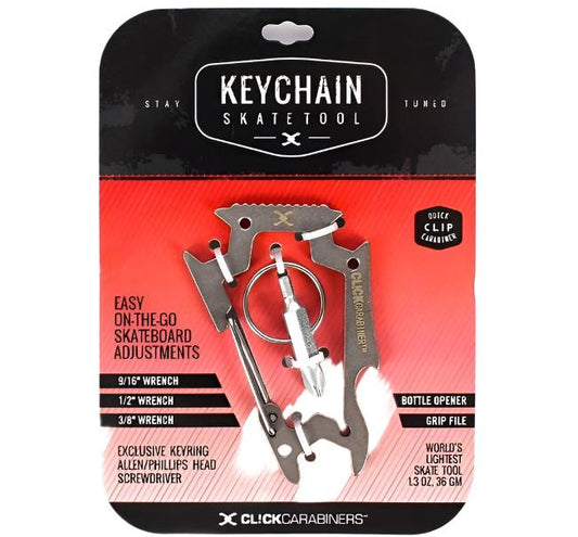 Click Carabiner Brushed Silver Keychain Tool