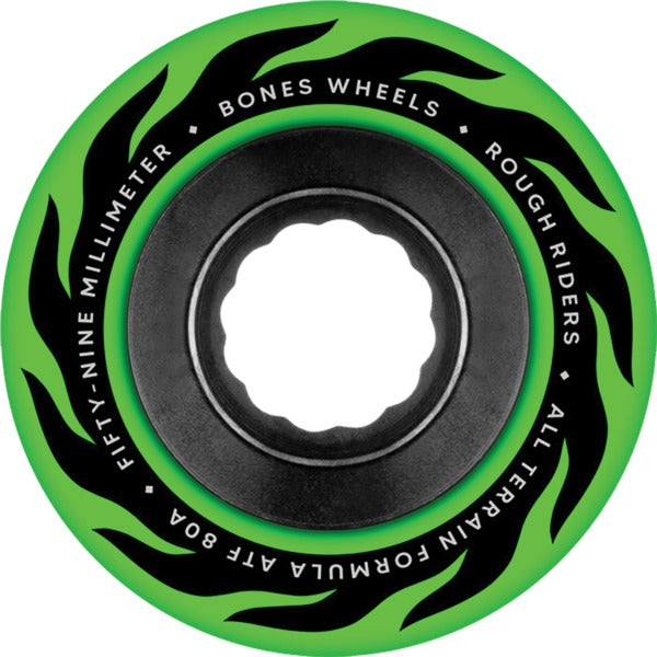 Bones Eternal Flame 59MM Rough Riders 80A Green Wheels