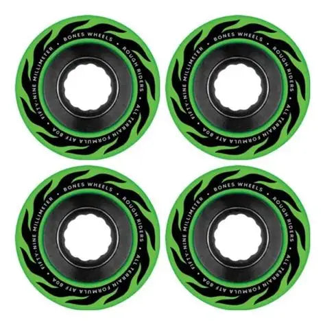 Bones Eternal Flame 59MM Rough Riders 80A Green Wheels