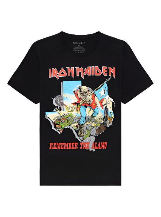 IRON MAIDEN REMEMBER THE ALAMO LOGO BLACK T-SHIRT