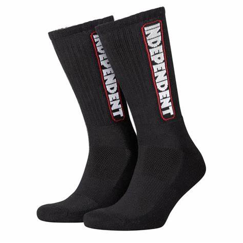 Independent Bar Logo Black Crew Socks 9-11