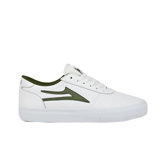 LAKAI MANCHESTER WHITE / OLIVE LEATHER SHOES