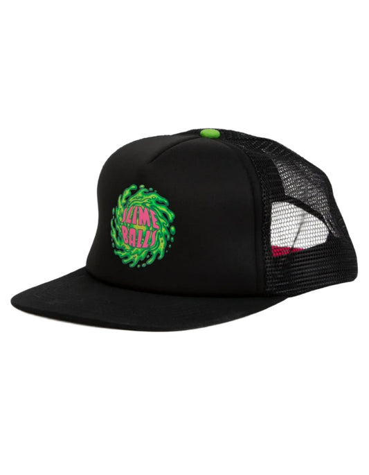 SLIME BALLS LOGO MESH HIGH TRUCKER BLACK SNAPBACK HAT