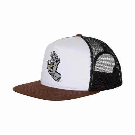 Santa Cruz Screaming Hand Front Mesh Trucker Unstructured Hat White/Brown