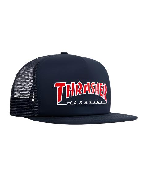 Thrasher Embroidered Outlined Mesh Cap - Navy Blue