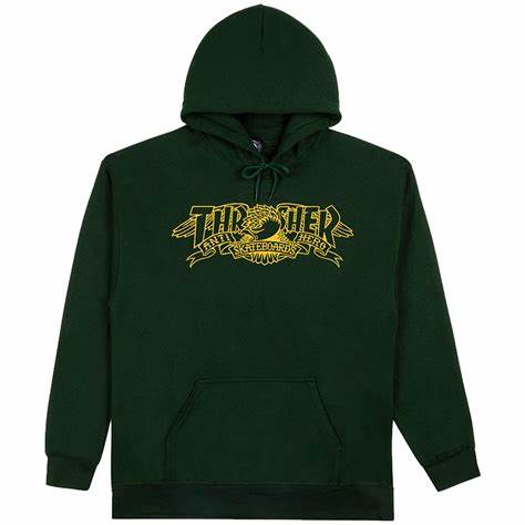 Thrasher X Anti Hero Mag Banner Forest Green Hoodie