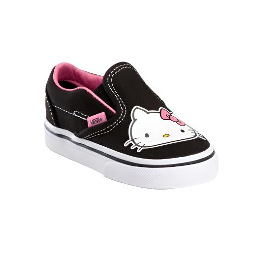 VANS HELLO KITTY BLACK / PINK SLIP-ON SHOES - SIZE 2.5