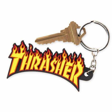 Thrasher Flame Logo Keychain